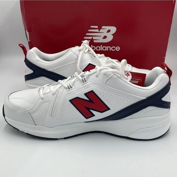New Balance 608 V5 Training Shoes Sneakers WIDE Mens 8 4E White Red MX608HR5